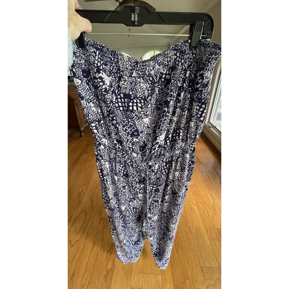 Lilly Pulitzer x Target Upstream Fish Print Strapless Jumpsuit Beachy Large